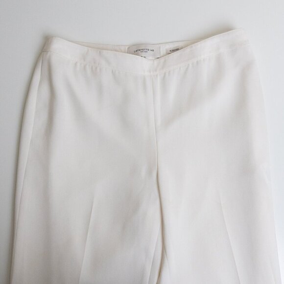 Lafayette 148 New York Bleecker Pant Straigth Office Trouser Ecru / Cloud White - Picture 6 of 14